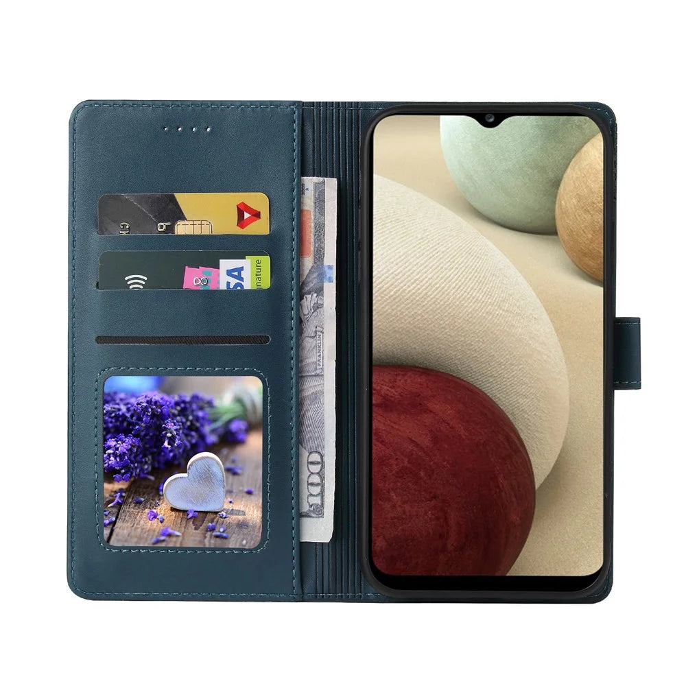 GQ.UTROBE 009 Series Phone Cover Case Wallet With Supporting Stand Multi-function Design for Samsung Galaxy A12 - Blue - 4
