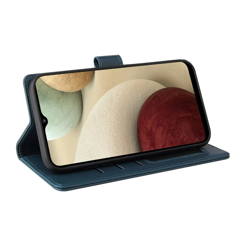 GQ.UTROBE 009 Series Phone Cover Case Wallet With Supporting Stand Multi-function Design for Samsung Galaxy A12 - Blue - 5