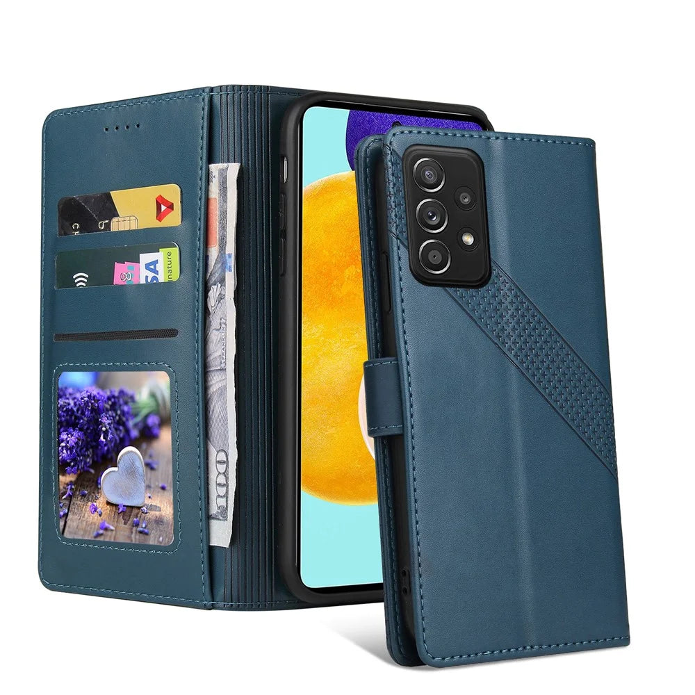 GQ.UTROBE 009 Series Multi-function Card Slot Phone Cover Leather Wallet Phone Case with Stand for Samsung Galaxy A52 5G / A52 4G / A52s 5G - Blue - 7