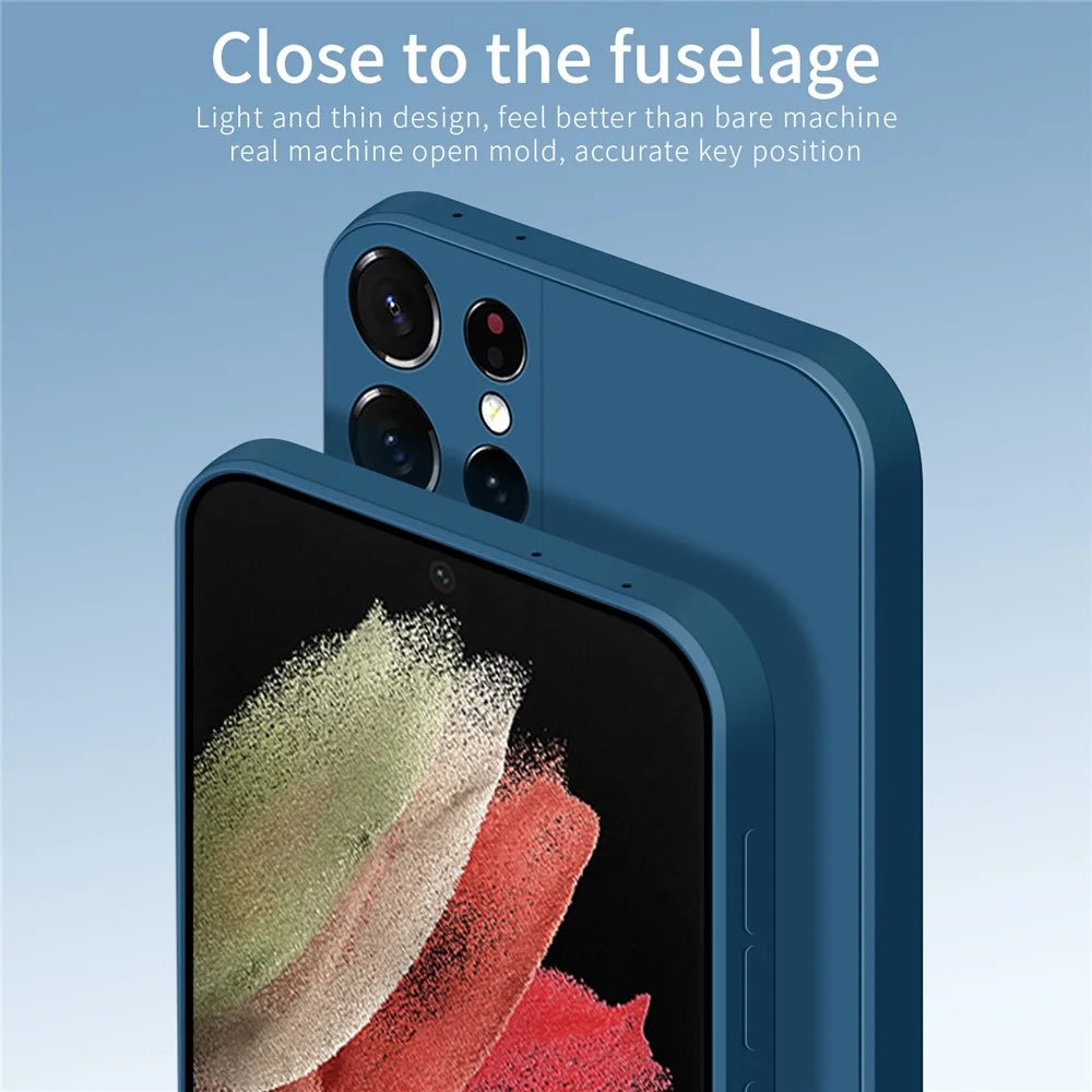 PINWUYO Phone Case for Samsung Galaxy S21 Ultra 5G, Silicone Precise Cutouts Protective Cover - Blue - 5
