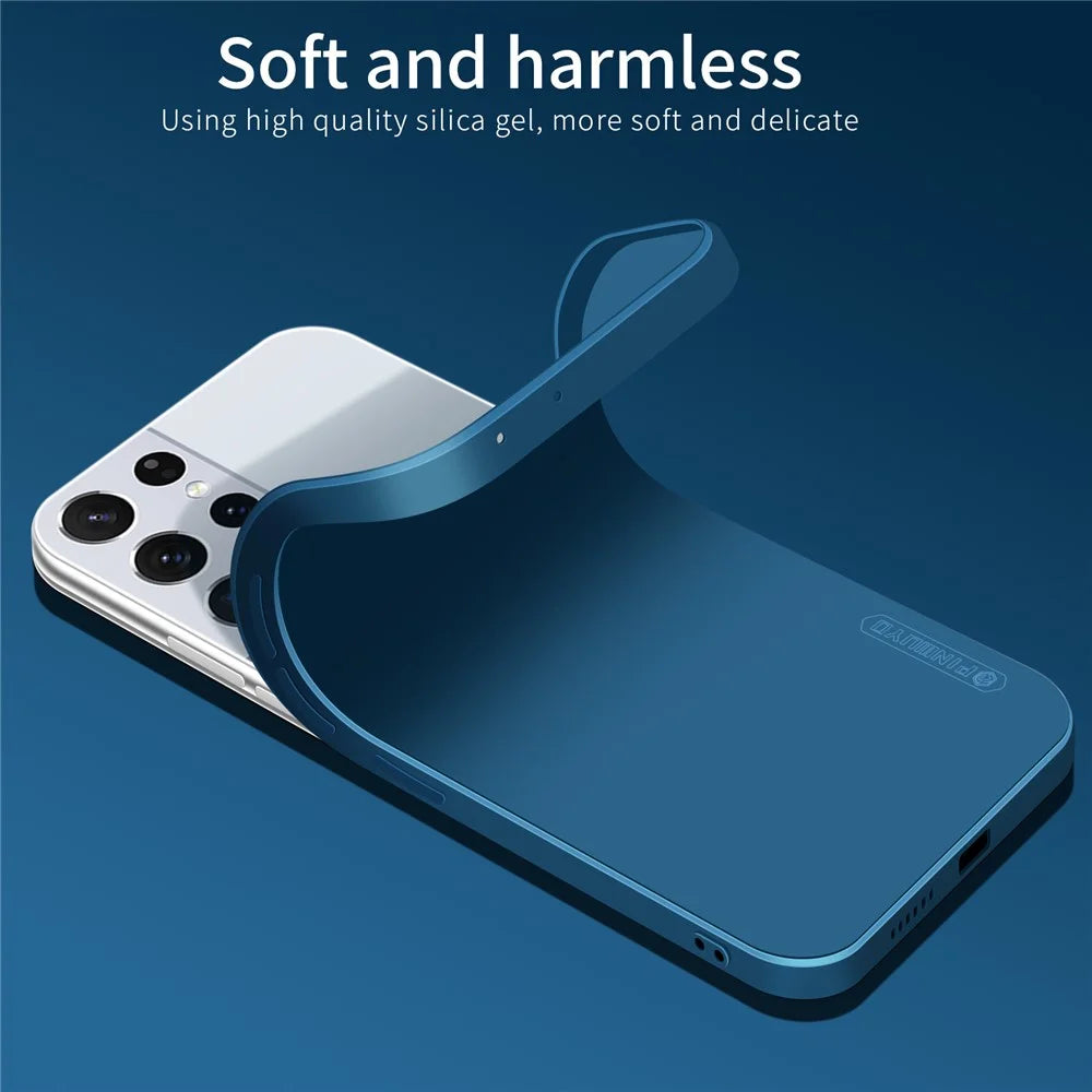 PINWUYO Phone Case for Samsung Galaxy S21 Ultra 5G, Silicone Precise Cutouts Protective Cover - Blue - 6