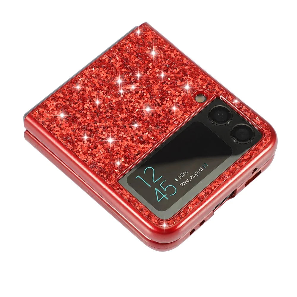 Glittery Electroplating Hard PC Phone Cover Protective Case for Samsung Galaxy Z Flip3 5G - Red - 3