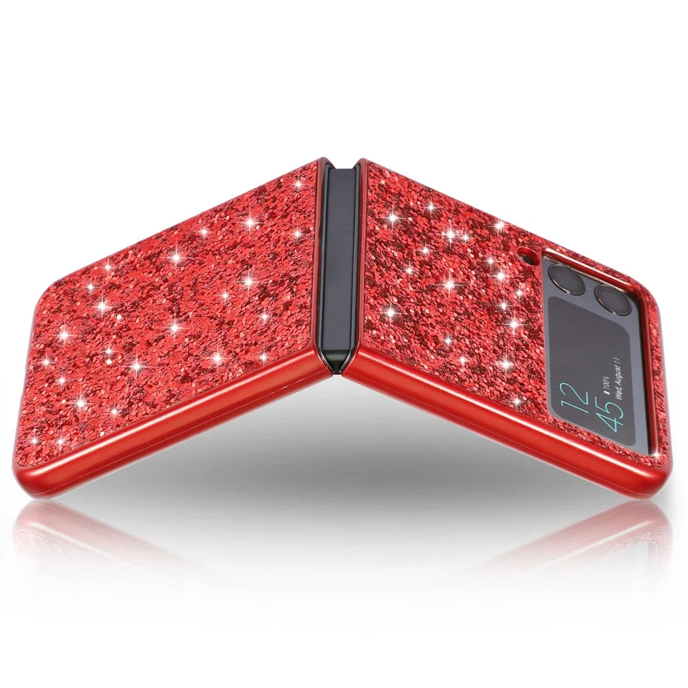 Glittery Electroplating Hard PC Phone Cover Protective Case for Samsung Galaxy Z Flip3 5G - Red - 4
