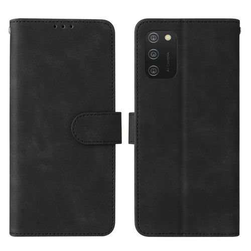 Magnetic Clasp Closure Skin-touch Leather Phone Wallet Shell Stand Case for Samsung Galaxy A03s (164.2mm) - Black - 1
