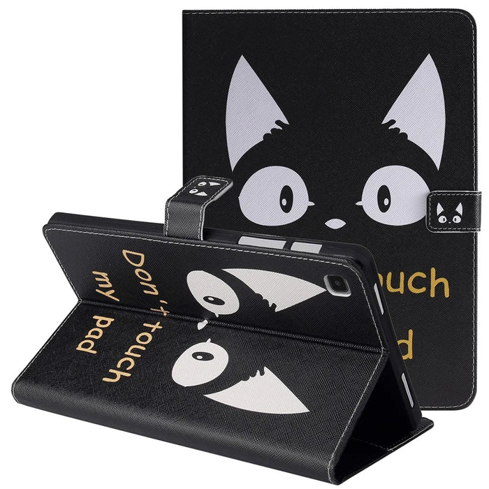 For Samsung Galaxy Tab A7 10.4 (2020) / (2022) / T505 / T500 Pattern Printing Wallet Stand Leather Tablet Case - Cat Ears - 1