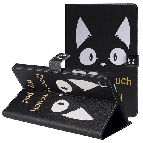 For Samsung Galaxy Tab A7 Lite 8.7-inch SM-T220 (Wi-Fi)/SM-T225 Cute Pattern PU Leather Wallet Protective Tablet Cover Shockproof Stand Auto Wake/Sleep Smart Case - Cat‘s Ears - 1