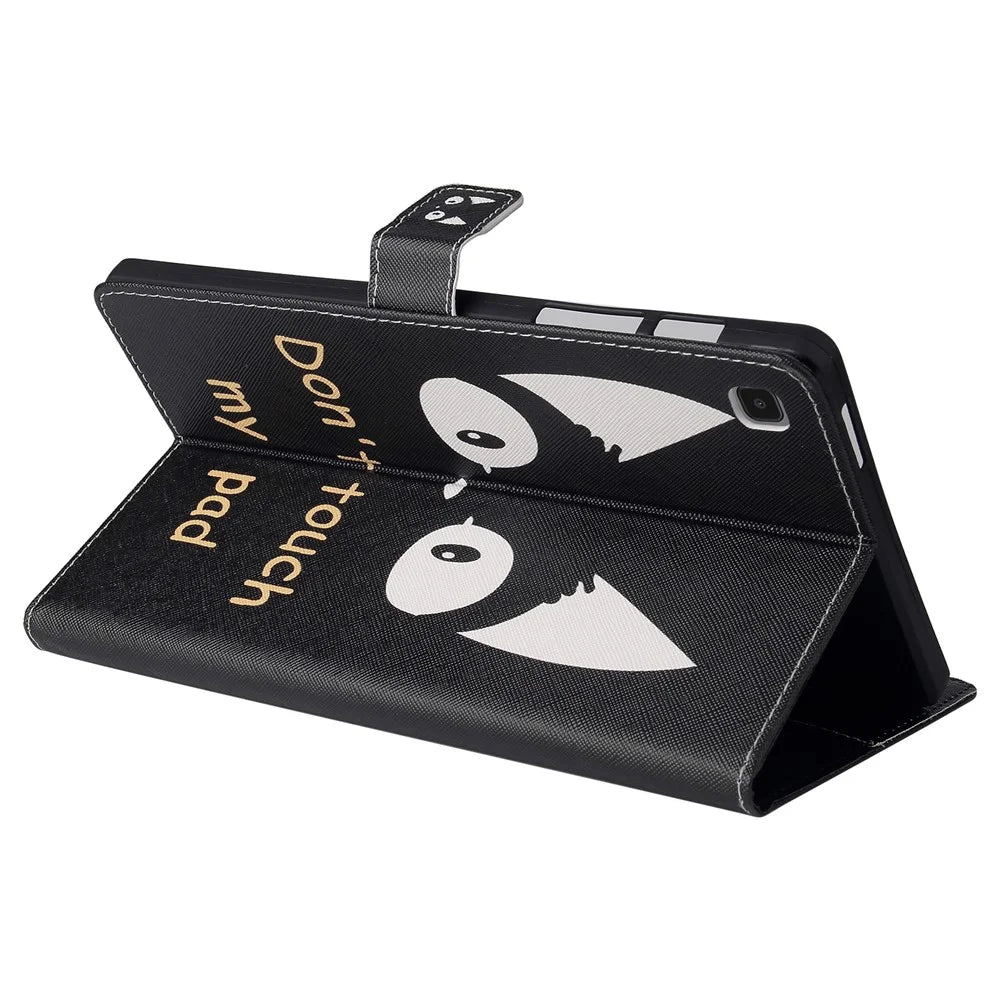 For Samsung Galaxy Tab A7 Lite 8.7-inch SM-T220 (Wi-Fi)/SM-T225 Cute Pattern PU Leather Wallet Protective Tablet Cover Shockproof Stand Auto Wake/Sleep Smart Case - Cat‘s Ears - 4