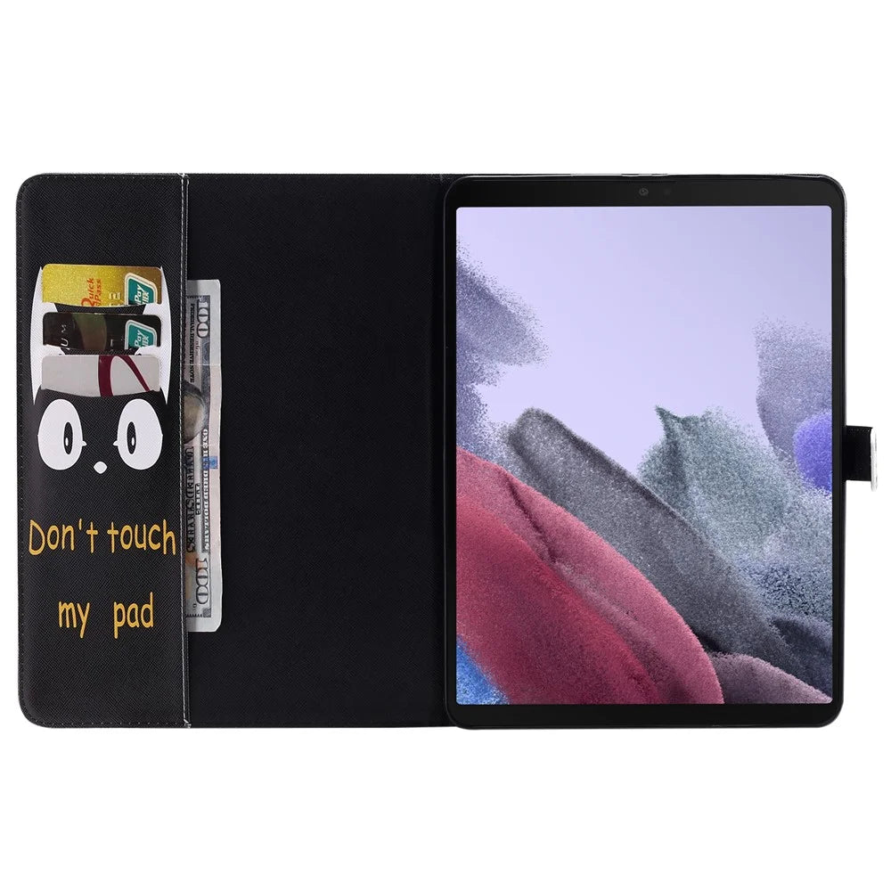 For Samsung Galaxy Tab A7 Lite 8.7-inch SM-T220 (Wi-Fi)/SM-T225 Cute Pattern PU Leather Wallet Protective Tablet Cover Shockproof Stand Auto Wake/Sleep Smart Case - Cat‘s Ears - 5