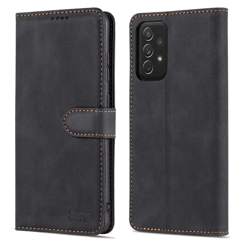 AZNS Shock-Absorbed Leather Phone Cover + Soft TPU Inner Shell for Samsung Galaxy A52 5G/4G/A52s 5G - Black - 1