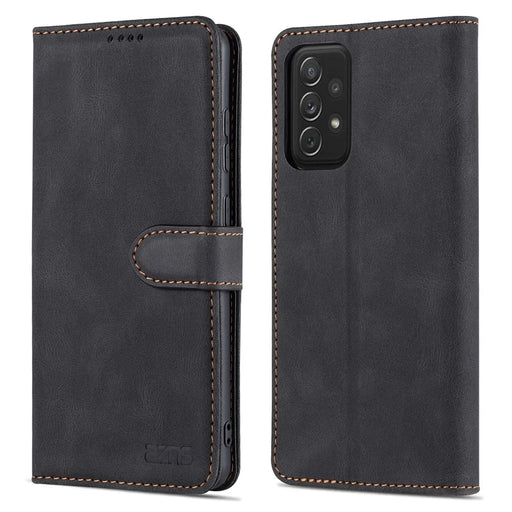 AZNS Shock-Absorbed Leather Phone Cover + Soft TPU Inner Shell for Samsung Galaxy A52 5G/4G/A52s 5G - Black - 1