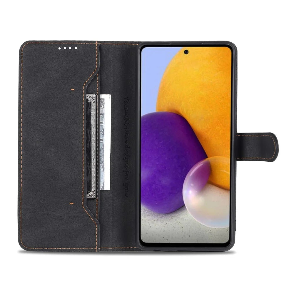 AZNS Shock-Absorbed Leather Phone Cover + Soft TPU Inner Shell for Samsung Galaxy A52 5G/4G/A52s 5G - Black - 4