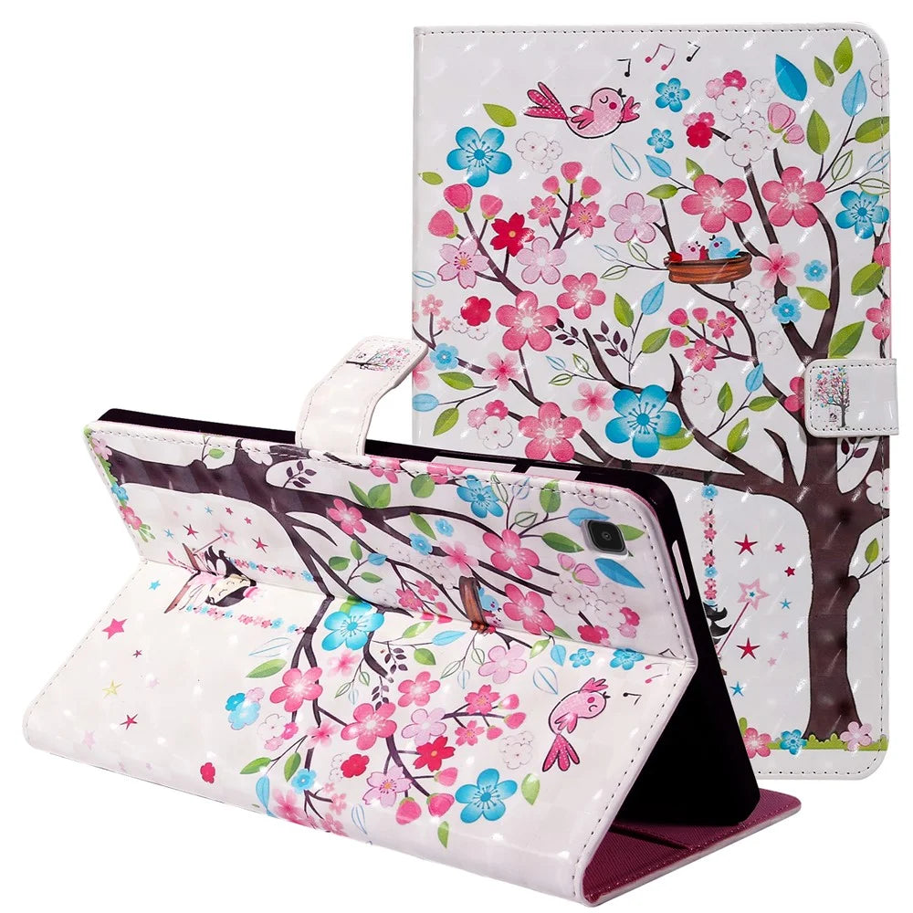 Pattern Printing Tablet Series-1 3D Pattern Printing Auto Wake/Sleep Leather Tablet Stand Protective Case Shell for Samsung Galaxy Tab A7 Lite 8.7-inch/T225/T220 - Girl under Tree - 1