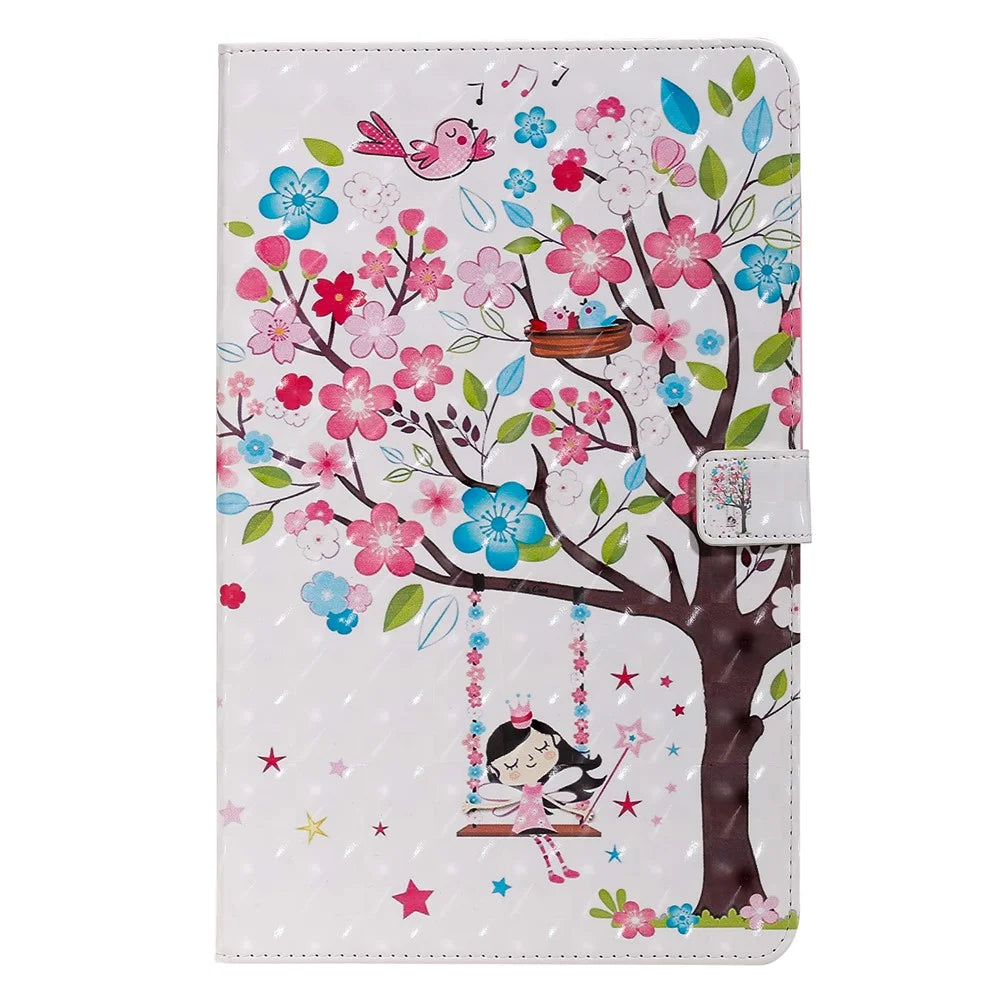 Pattern Printing Tablet Series-1 3D Pattern Printing Auto Wake/Sleep Leather Tablet Stand Protective Case Shell for Samsung Galaxy Tab A7 Lite 8.7-inch/T225/T220 - Girl under Tree - 2