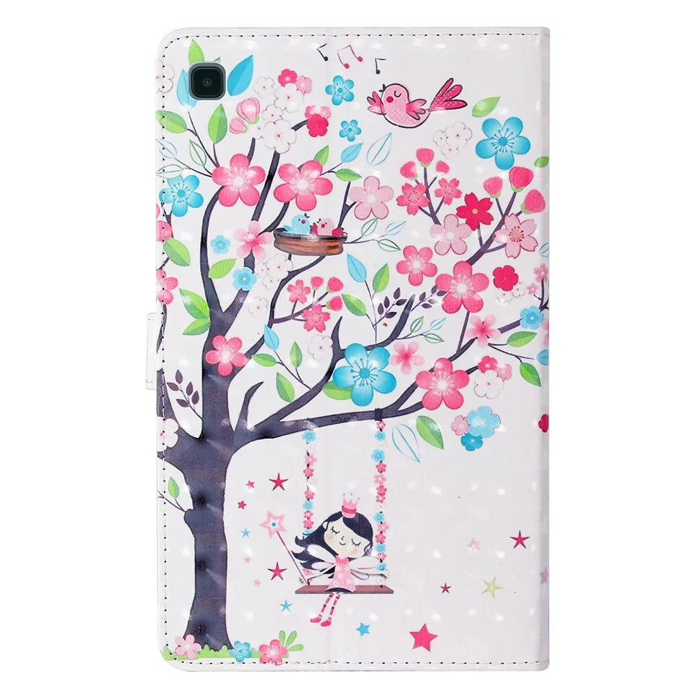 Pattern Printing Tablet Series-1 3D Pattern Printing Auto Wake/Sleep Leather Tablet Stand Protective Case Shell for Samsung Galaxy Tab A7 Lite 8.7-inch/T225/T220 - Girl under Tree - 3