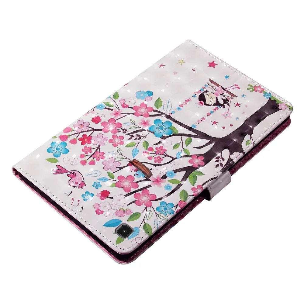 Pattern Printing Tablet Series-1 3D Pattern Printing Auto Wake/Sleep Leather Tablet Stand Protective Case Shell for Samsung Galaxy Tab A7 Lite 8.7-inch/T225/T220 - Girl under Tree - 7