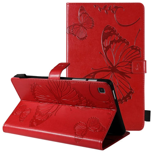 KT Tablet Series-3 Imprinted Butterfly Auto Wake/Sleep Leather Tablet Case Wallet Stand Shell for Samsung Galaxy Tab A7 Lite 8.7-inch/T225/T220 - Red - 1