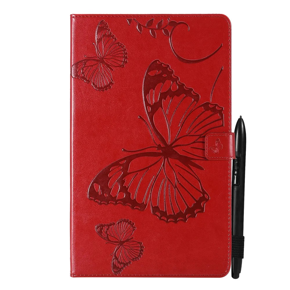 KT Tablet Series-3 Imprinted Butterfly Auto Wake/Sleep Leather Tablet Case Wallet Stand Shell for Samsung Galaxy Tab A7 Lite 8.7-inch/T225/T220 - Red - 2