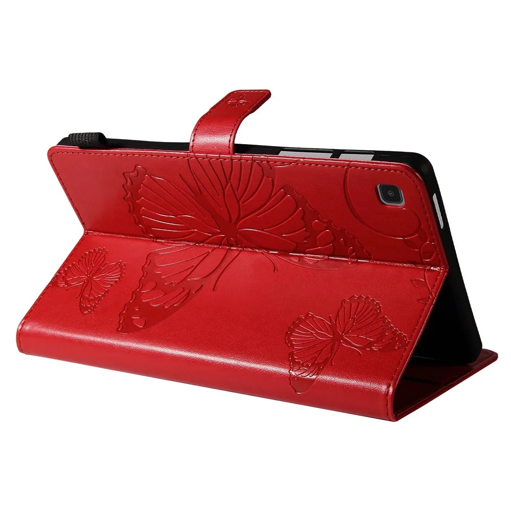 KT Tablet Series-3 Imprinted Butterfly Auto Wake/Sleep Leather Tablet Case Wallet Stand Shell for Samsung Galaxy Tab A7 Lite 8.7-inch/T225/T220 - Red - 4