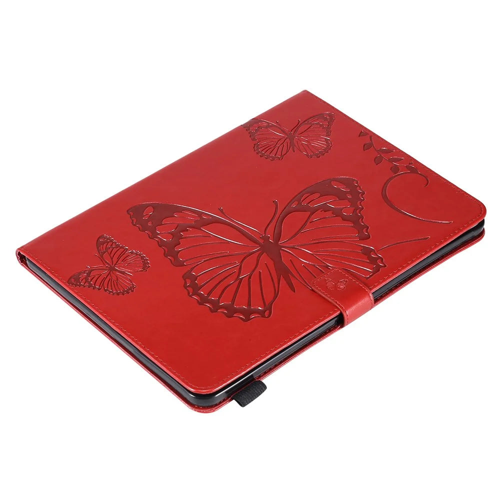 KT Tablet Series-3 Imprinted Butterfly Auto Wake/Sleep Leather Tablet Case Wallet Stand Shell for Samsung Galaxy Tab A7 Lite 8.7-inch/T225/T220 - Red - 6