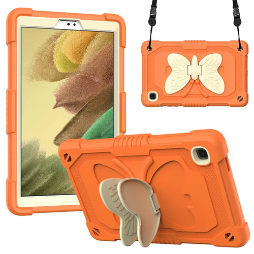 Butterfly Shape Kickstand Design Color Contrast Tablet Cover Case with Shoulder Strap for Samsung Galaxy Tab A7 Lite 8.7-inch - Beige/Orange - 1
