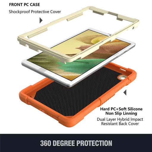 Butterfly Shape Kickstand Design Color Contrast Tablet Cover Case with Shoulder Strap for Samsung Galaxy Tab A7 Lite 8.7-inch - Beige/Orange - 2