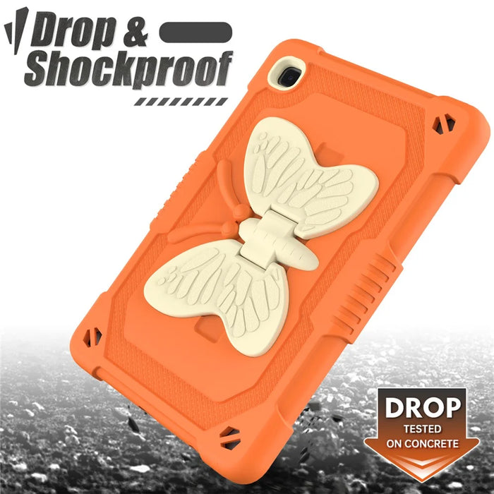 Butterfly Shape Kickstand Design Color Contrast Tablet Cover Case with Shoulder Strap for Samsung Galaxy Tab A7 Lite 8.7-inch - Beige/Orange - 3