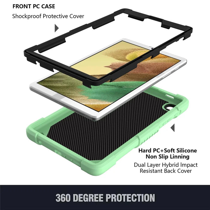 Butterfly Shape Kickstand Solid Color PC + Silicone Tablet Case Protective Shell with Shoulder Strap for Samsung Galaxy Tab A7 Lite 8.7-inch - Green - 2