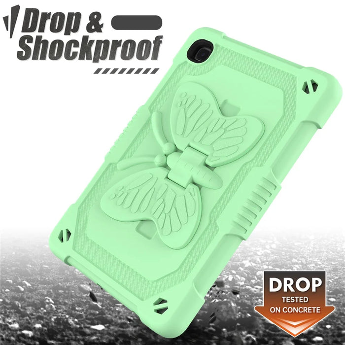 Butterfly Shape Kickstand Solid Color PC + Silicone Tablet Case Protective Shell with Shoulder Strap for Samsung Galaxy Tab A7 Lite 8.7-inch - Green - 3