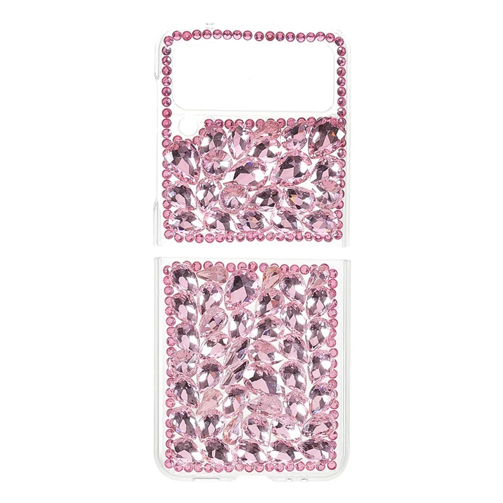 Scratch-Resistant Anti-Drop Stylish Rhinestone Decor Shiny Phone Case for Samsung Galaxy Z Flip3 5G - Pink - 1