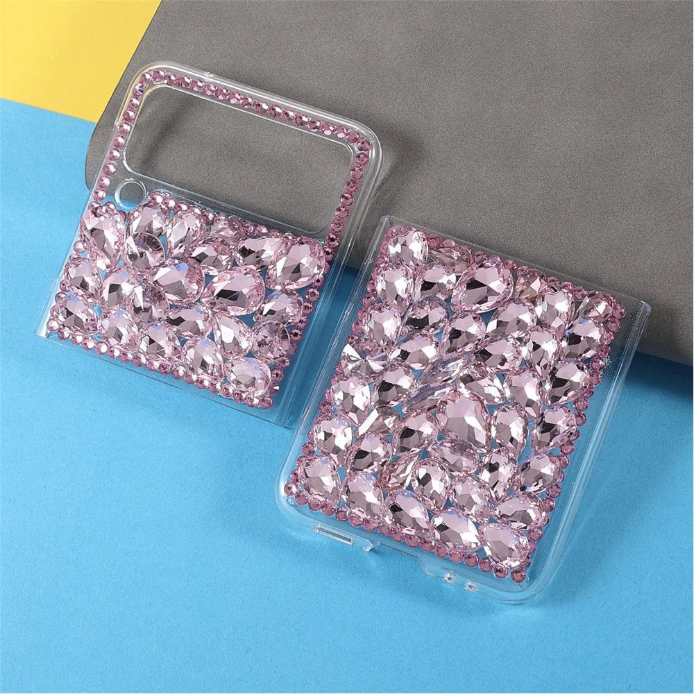 Scratch-Resistant Anti-Drop Stylish Rhinestone Decor Shiny Phone Case for Samsung Galaxy Z Flip3 5G - Pink - 3