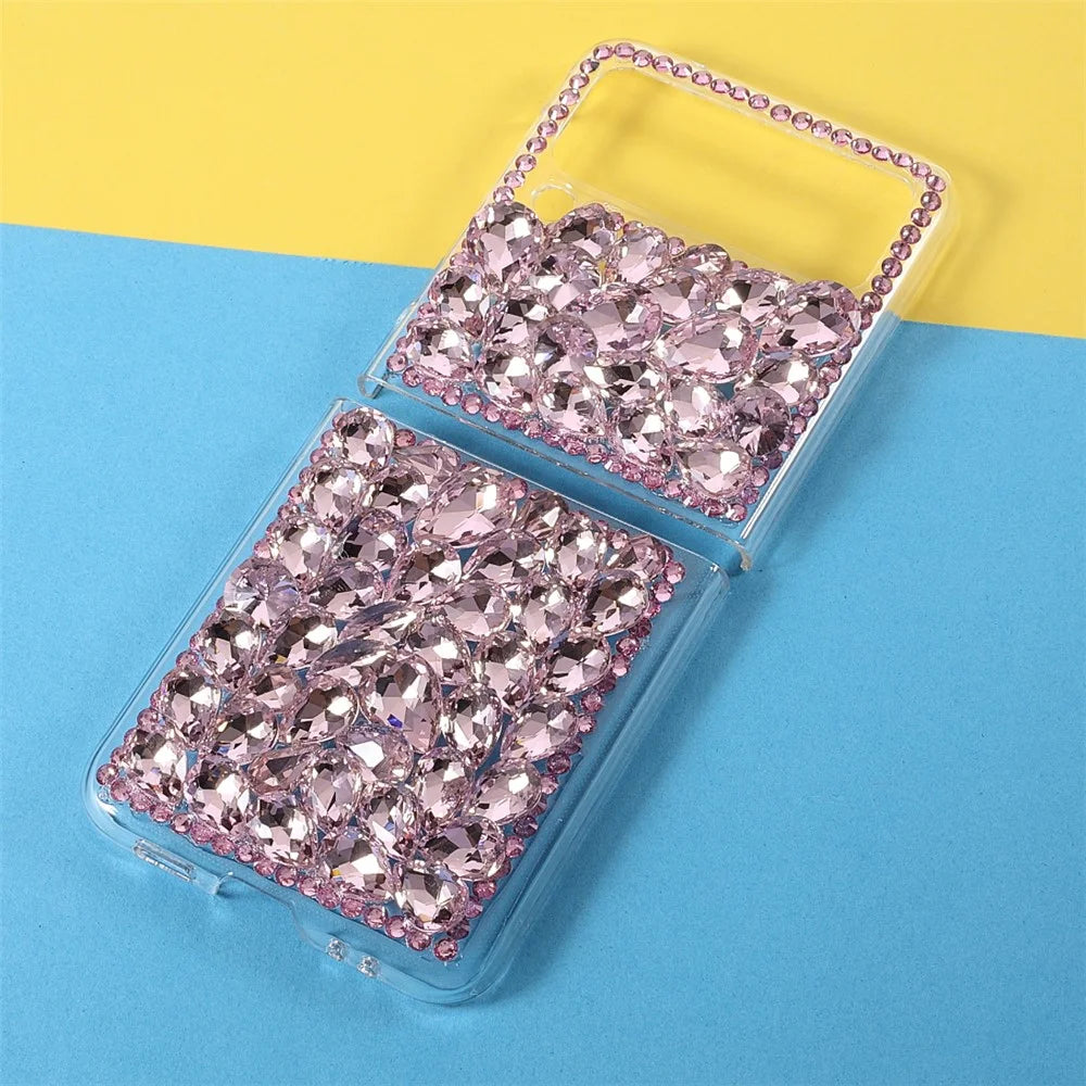 Scratch-Resistant Anti-Drop Stylish Rhinestone Decor Shiny Phone Case for Samsung Galaxy Z Flip3 5G - Pink - 4