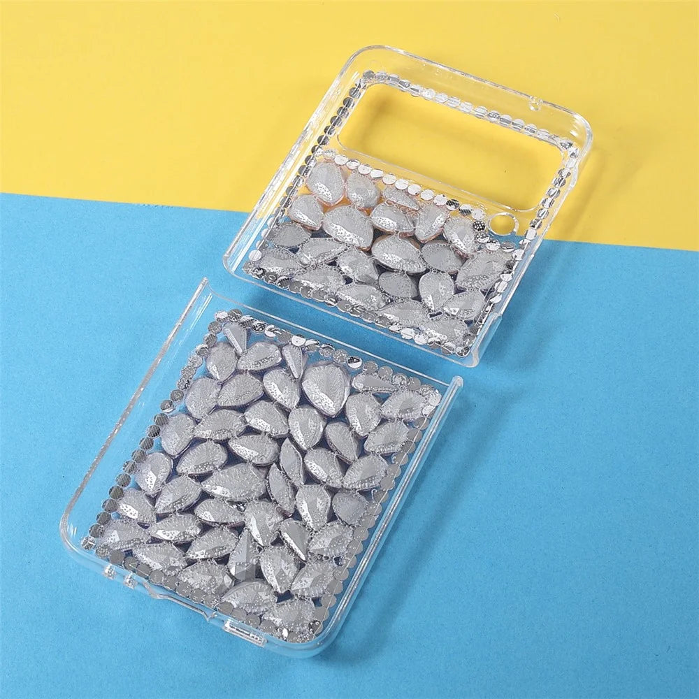Scratch-Resistant Anti-Drop Stylish Rhinestone Decor Shiny Phone Case for Samsung Galaxy Z Flip3 5G - Pink - 5