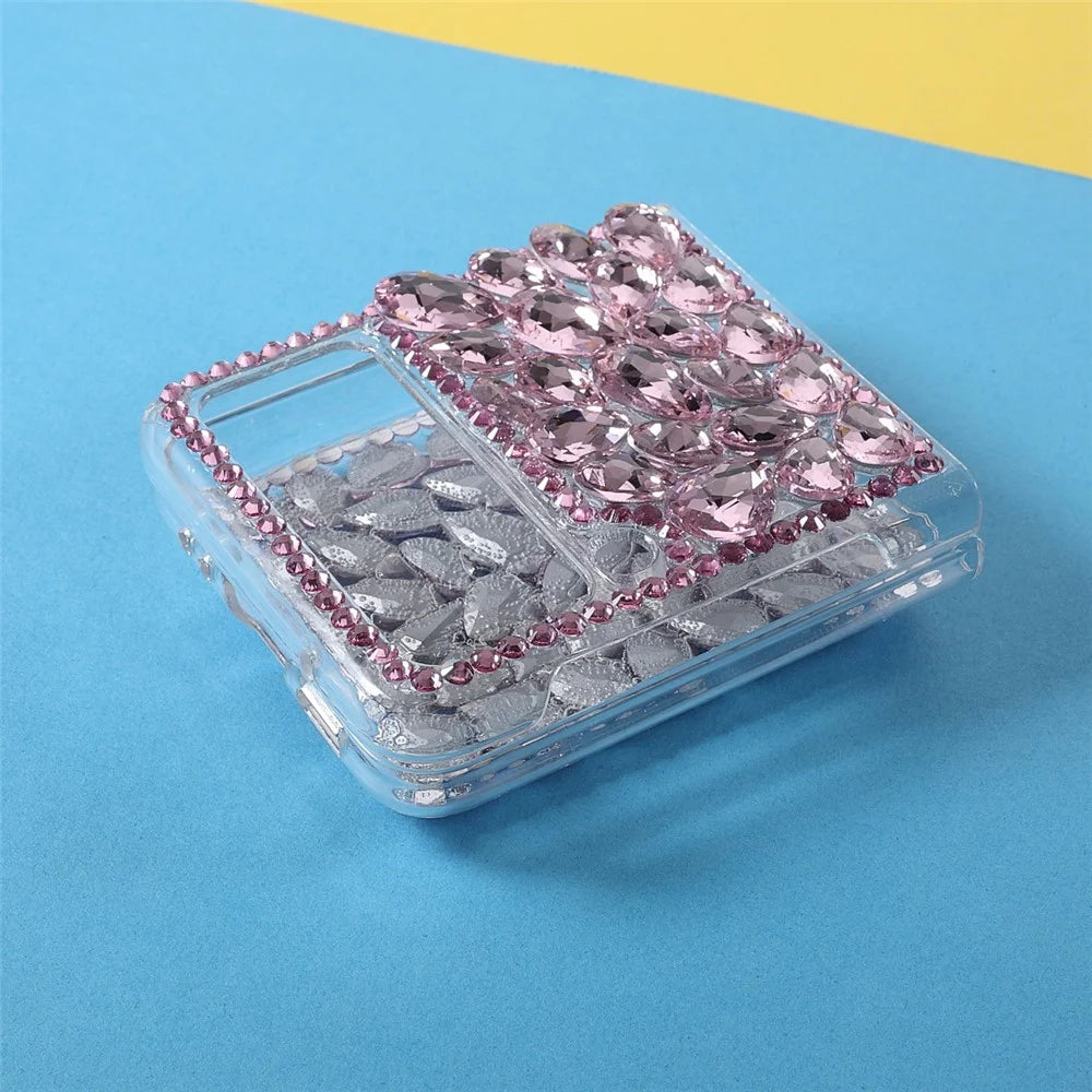 Scratch-Resistant Anti-Drop Stylish Rhinestone Decor Shiny Phone Case for Samsung Galaxy Z Flip3 5G - Pink - 6