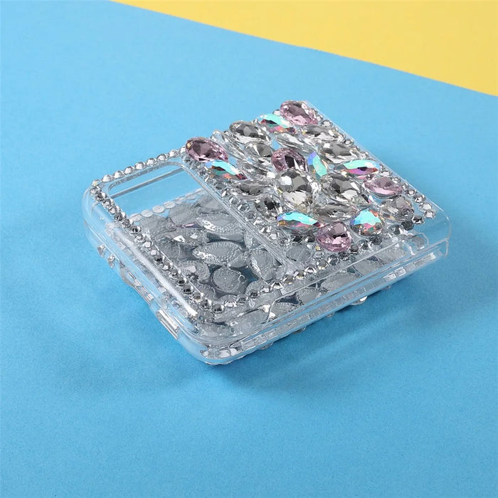 2-Piece Design Rhinestone Decoration Hard PC Cover Shell for Samsung Galaxy Z Flip3 5G - Pink - 5