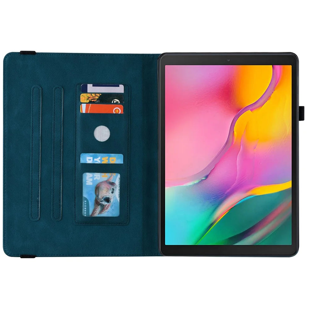 Tablet Case with Imprinted Butterfly Flower Pattern Shockproof PU Leather Stand Cards Slot Cover for Samsung Galaxy Tab A 10.1 (2019) T510 T515 - Blue - 5
