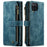 For Samsung Galaxy A12 Phone Cases with Strap CASEME C30 Zipper Multiple Card Holder PU Leather Cover - Blue - 1