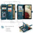 For Samsung Galaxy A12 Phone Cases with Strap CASEME C30 Zipper Multiple Card Holder PU Leather Cover - Blue - 3