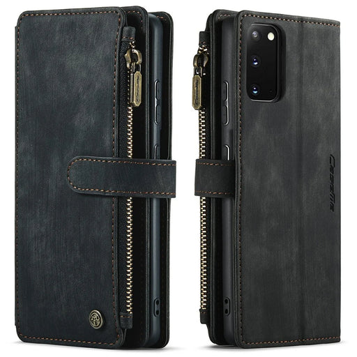 For Samsung Galaxy S21 Ultra 5G Phone Cases with Strap CASEME C30 Zipper Multiple Card Holder PU Leather Cover - Black - 1