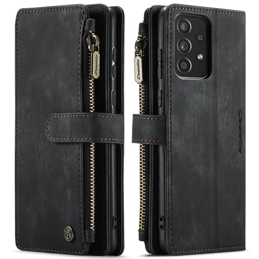For Samsung Galaxy A52s 5G / A52 4G / 5G Phone Cases with Strap CASEME C30 Zipper Multiple Card Holder PU Leather Cover - Black - 1