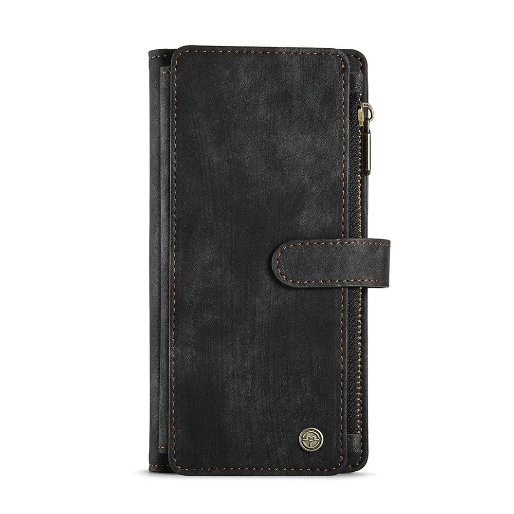 For Samsung Galaxy Note 10 Plus / Note 10 Plus 5G Phone Cases with Strap CASEME C30 Zipper Multiple Card Holder PU Leather Cover - Black - 2