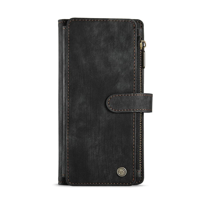For Samsung Galaxy Note 10 Plus / Note 10 Plus 5G Phone Cases with Strap CASEME C30 Zipper Multiple Card Holder PU Leather Cover - Black - 2