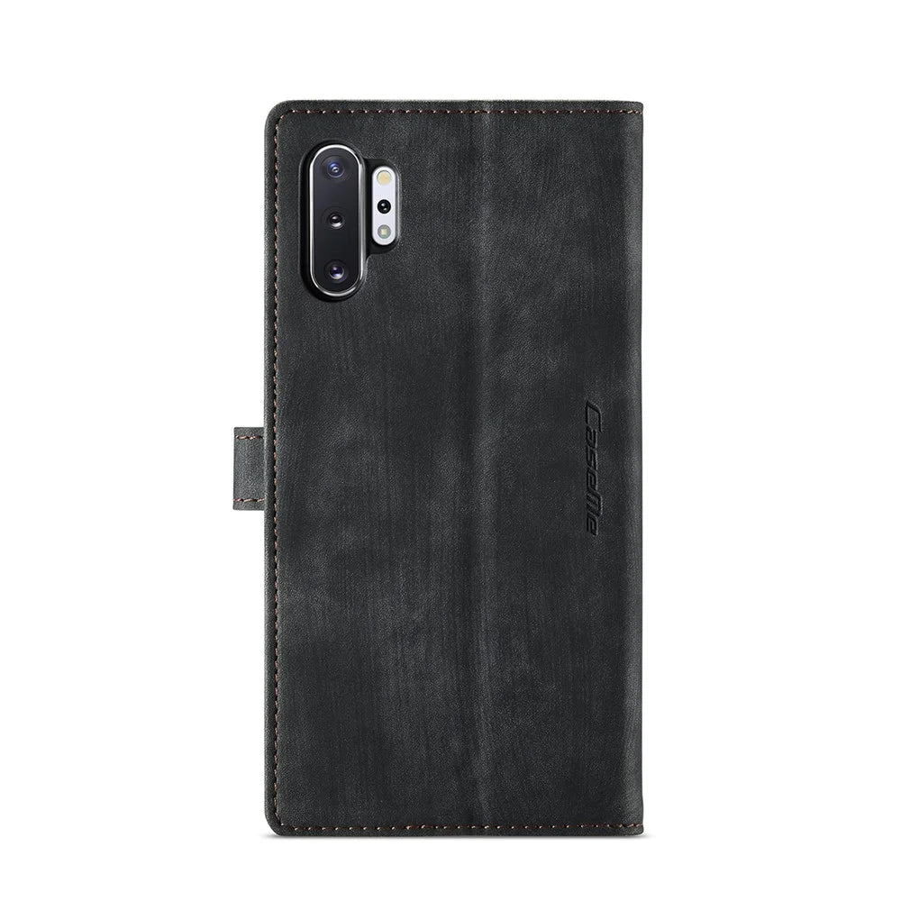 For Samsung Galaxy Note 10 Plus / Note 10 Plus 5G Phone Cases with Strap CASEME C30 Zipper Multiple Card Holder PU Leather Cover - Black - 3