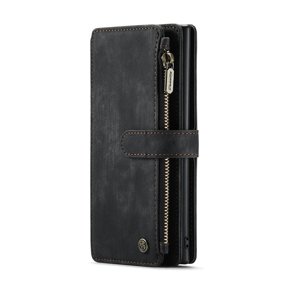 For Samsung Galaxy Note 10 Plus / Note 10 Plus 5G Phone Cases with Strap CASEME C30 Zipper Multiple Card Holder PU Leather Cover - Black - 7