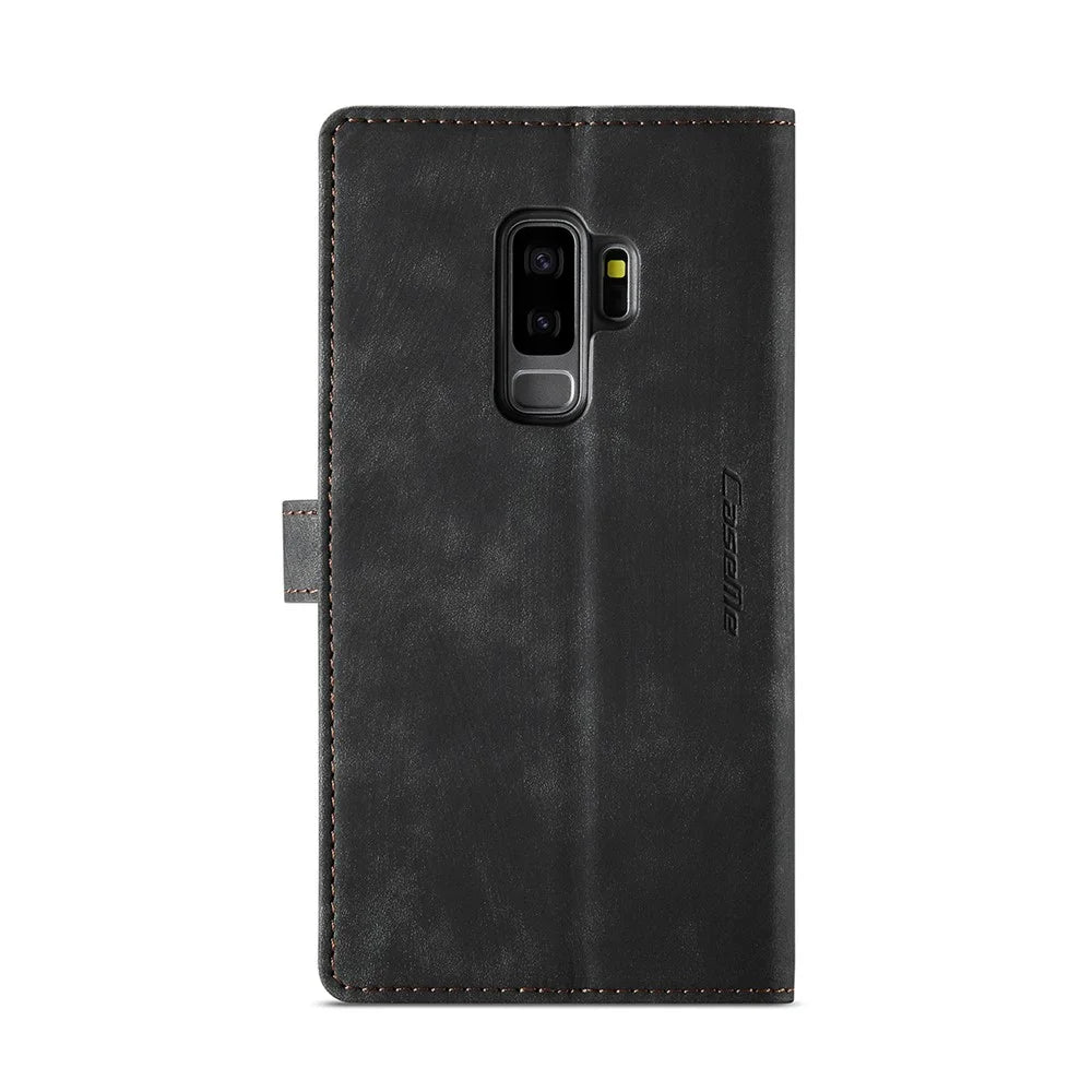 For Samsung Galaxy S9+ Phone Cases with Strap CASEME C30 Zipper Multiple Card Holder PU Leather Cover - Black - 3