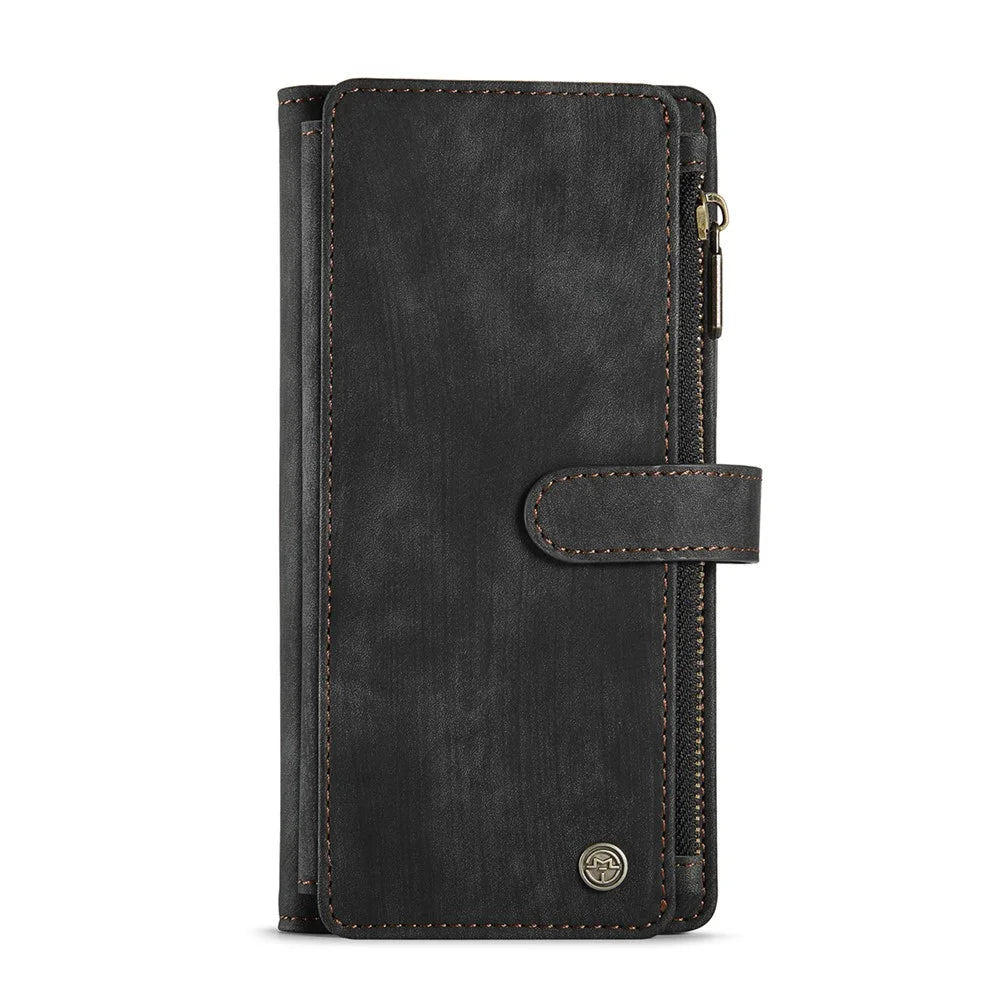 For Samsung Galaxy S10 4G Phone Cases with Strap CASEME C30 Zipper Multiple Card Holder PU Leather Cover - Black - 2