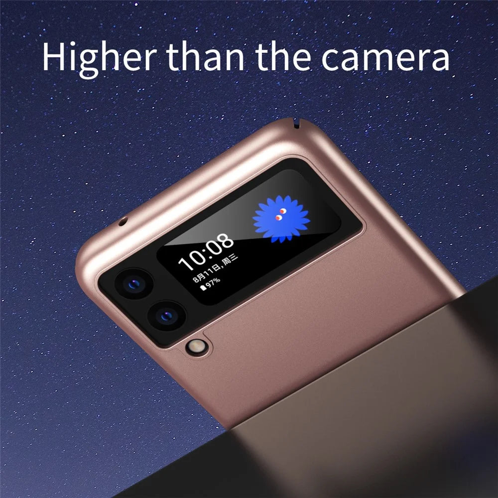 Ultra-thin Electroplating Hard PC Phone Case Cover for Samsung Galaxy Z Flip3 5G - Pink - 4