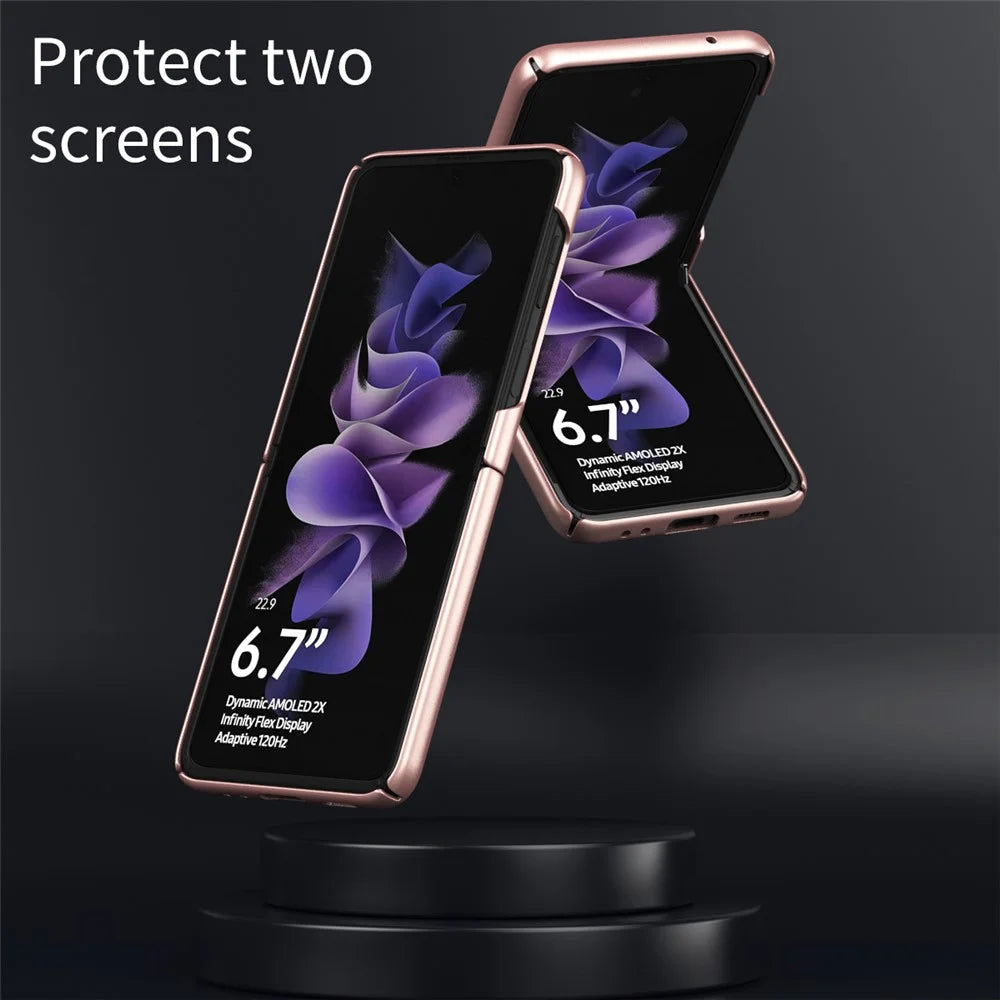 Ultra-thin Electroplating Hard PC Phone Case Cover for Samsung Galaxy Z Flip3 5G - Pink - 5
