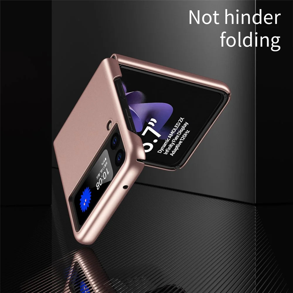 Ultra-thin Electroplating Hard PC Phone Case Cover for Samsung Galaxy Z Flip3 5G - Pink - 7