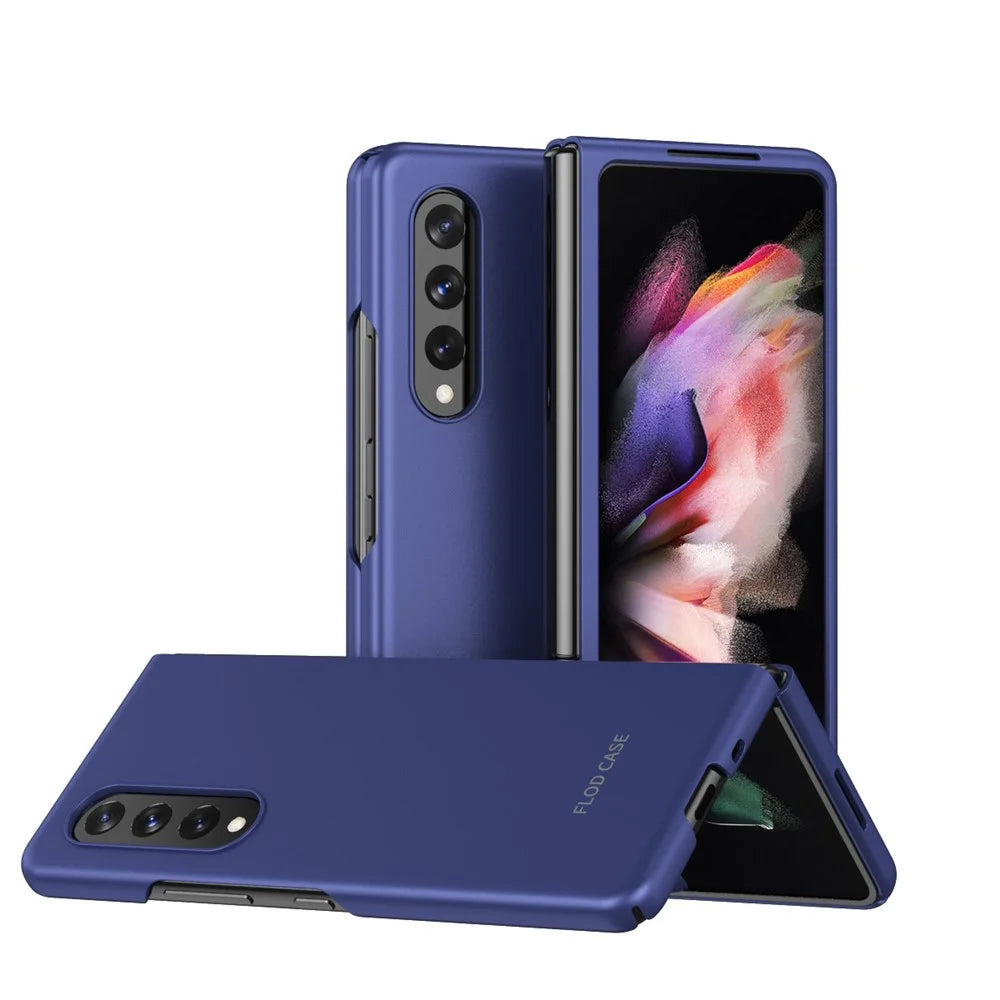 Anti-fall Ultra-thin Electroplating PC Phone Case Shell for Samsung Galaxy Z Fold3 5G - Blue - 1