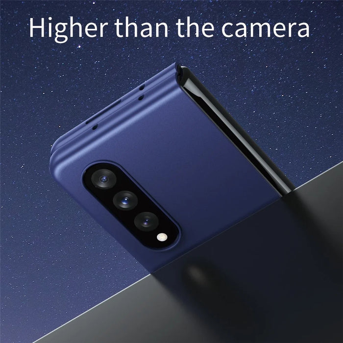 Anti-fall Ultra-thin Electroplating PC Phone Case Shell for Samsung Galaxy Z Fold3 5G - Blue - 4